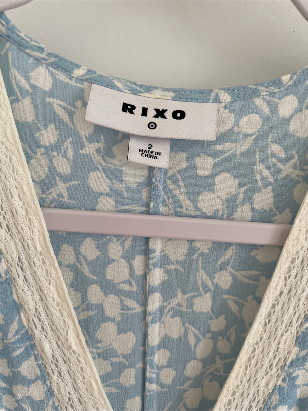 RIXO for Target Light Blue Floral Lace-Trim Maxi Dress 2 xs - Picture 4 of 4